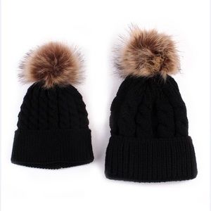 Black color Mommy and me beanies hats